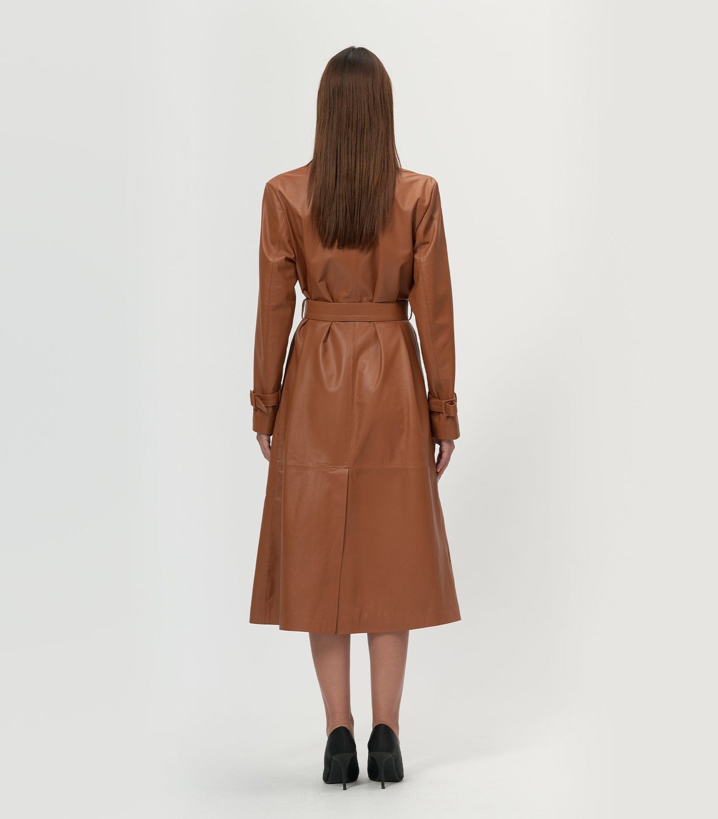 Leather Trench Coat - Camel - Arrita Studio