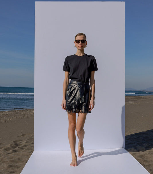Drapped Skirt with Fringes - Arrita Studio